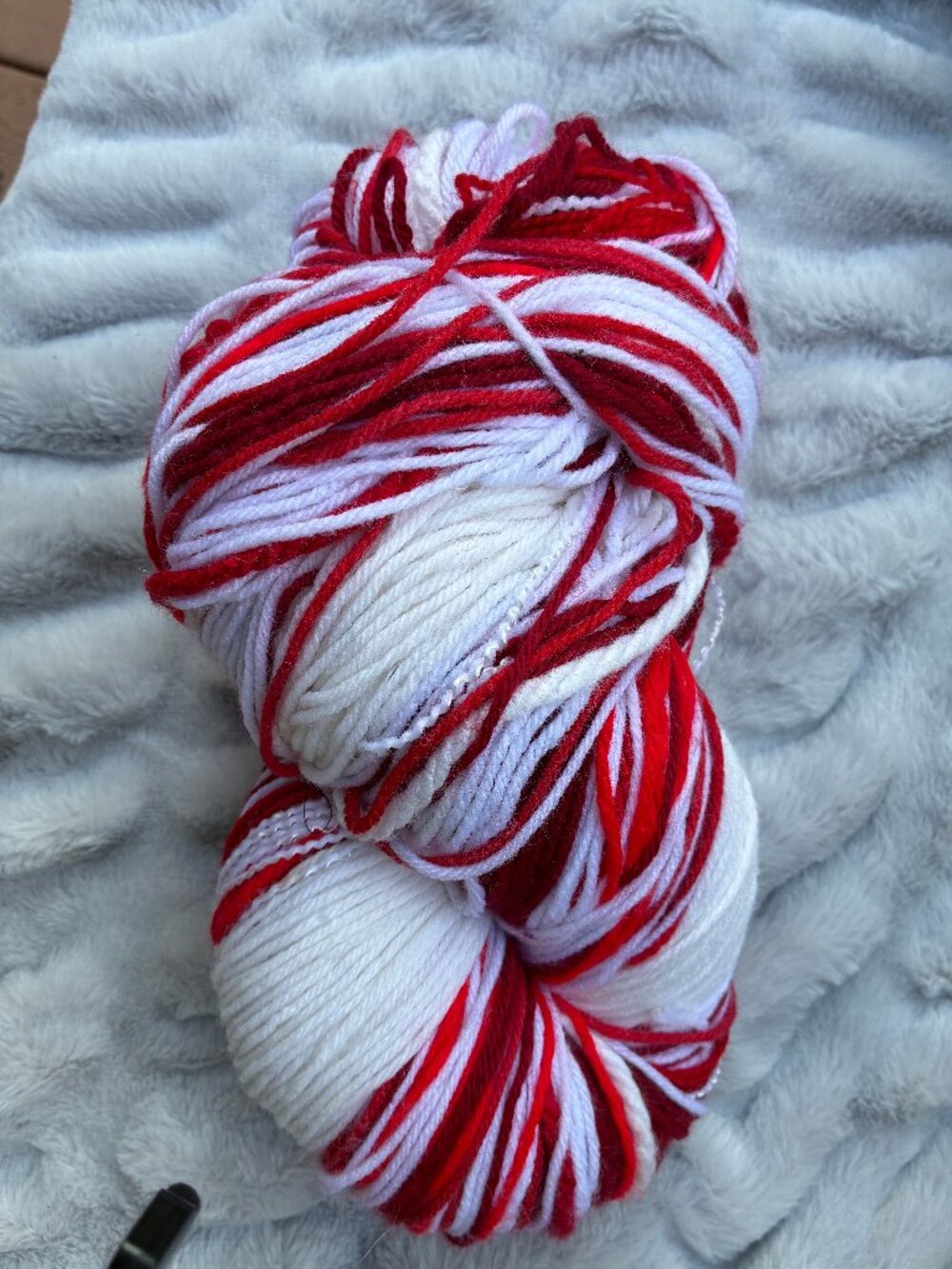 Large Hank Red White Yarn Mix by Local Artist